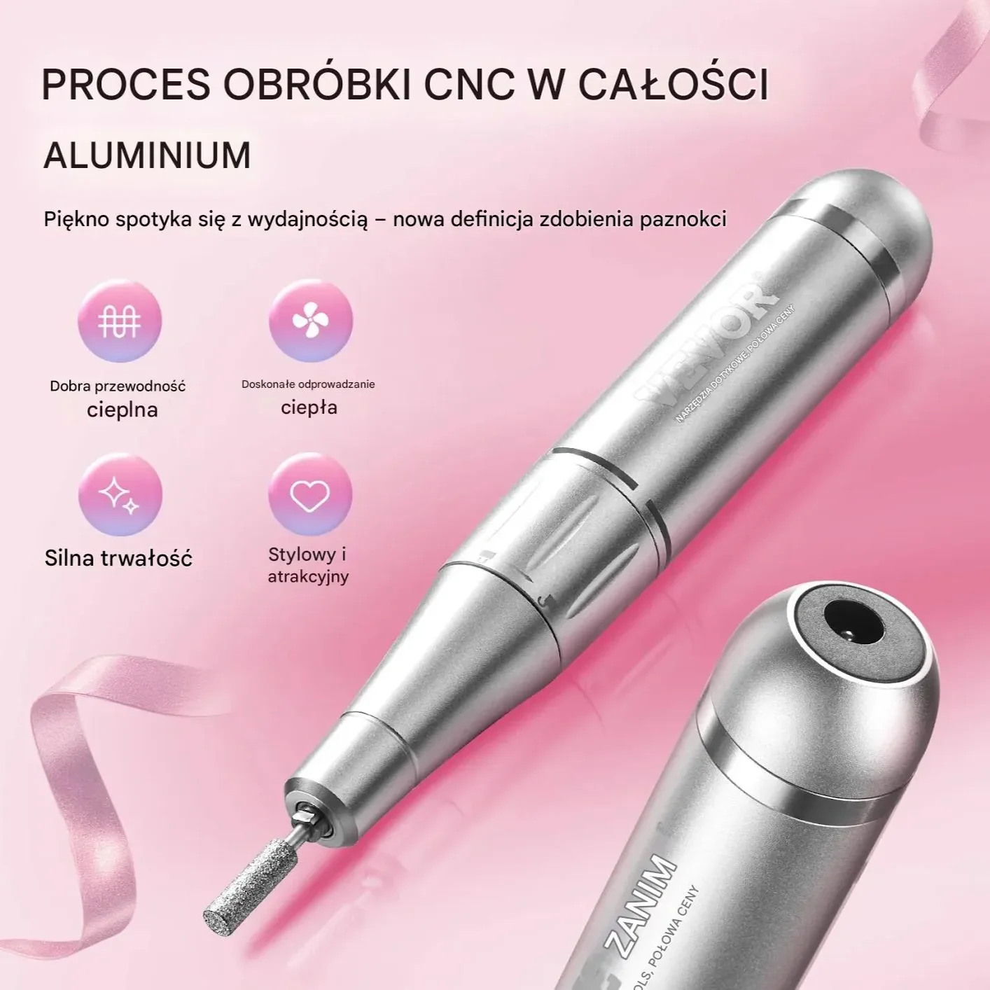 Frezarka do paznokci 35000RPM bezprzewodowa LCD 6 bitów – manicure/pedicure - obrazek 4