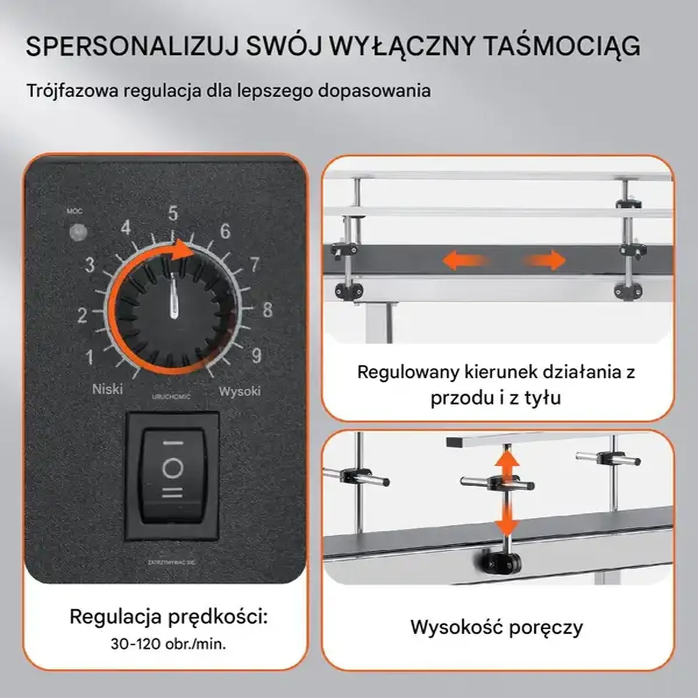 Przenośnik podajnik taśmowy 150 x 36 cm 28 m/min - obrazek 2