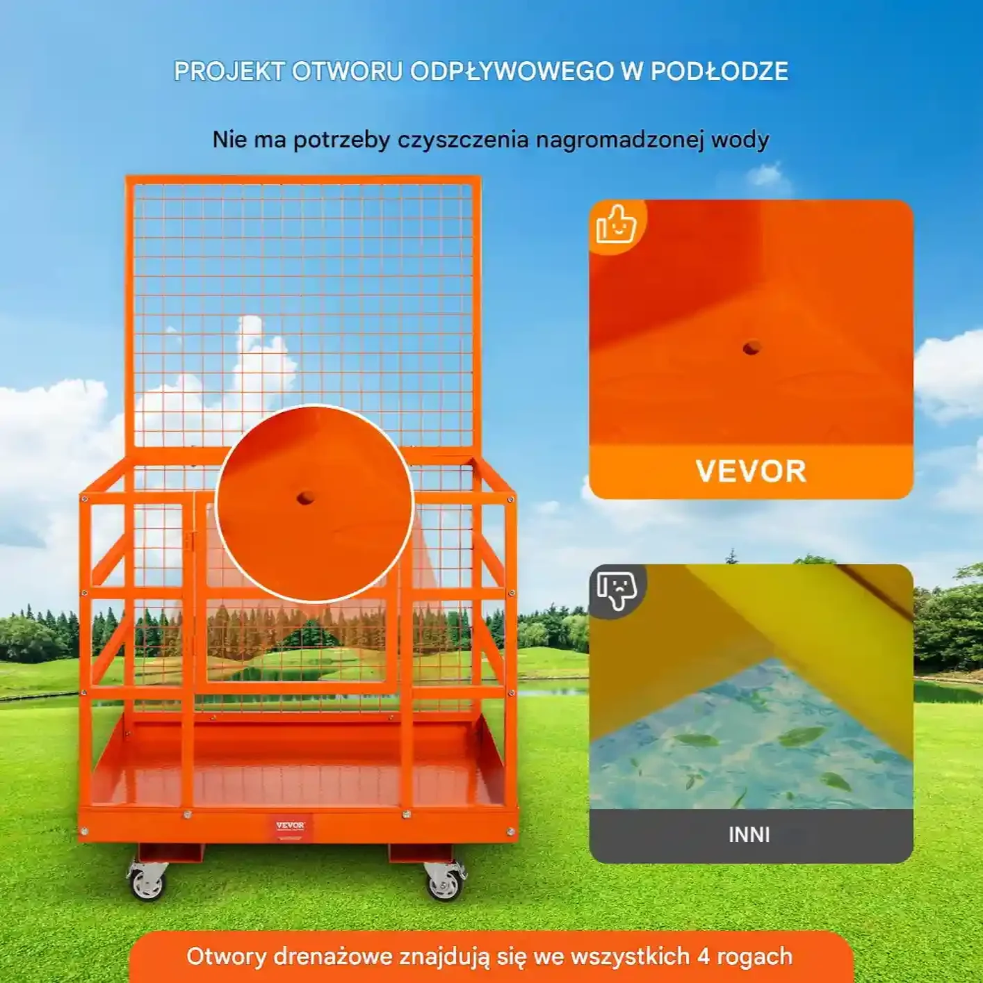 Klatka robocza do wózka widłowego 635kg platforma 109×114cm prace wysokości - obrazek 6