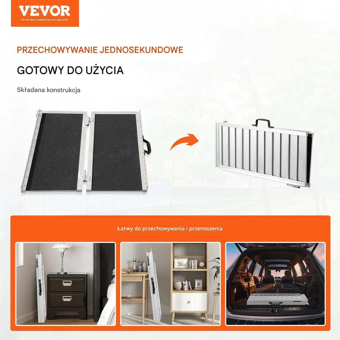 Rampa podjazdowa aluminiowa składana 61 cm 363 kg do wózka i schodów - obrazek 3