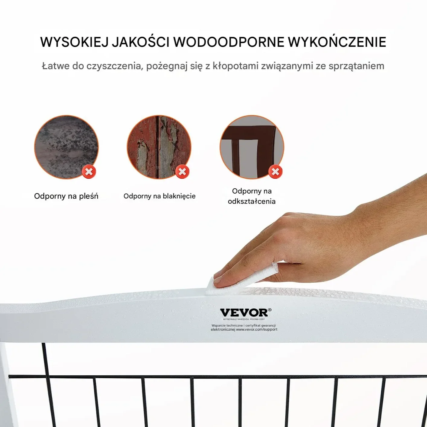 Bramka dla psa składana 4-panelowa, biała, drewniana, szer. do 245 cm - obrazek 2