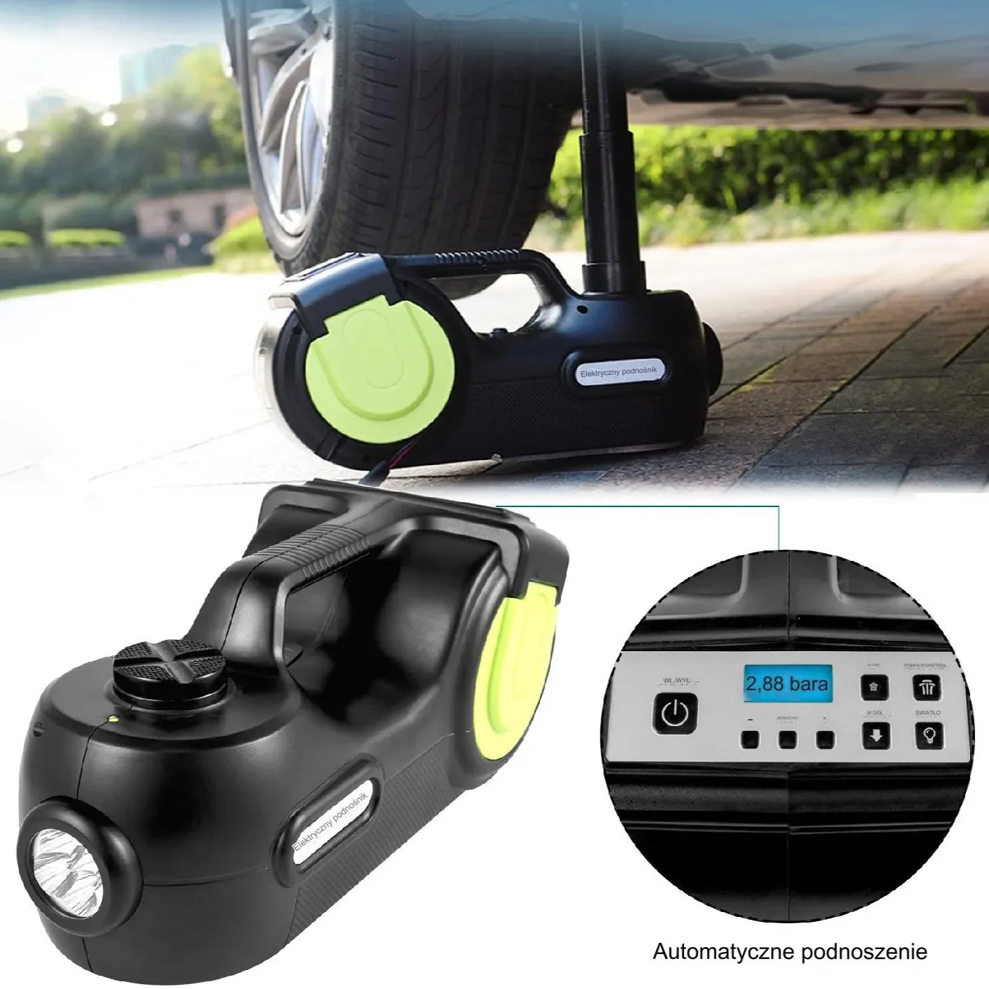 Elektryczny podnośnik samochodowy 5t z kluczem udarowym 420Nm i pompką 12V - obrazek 2