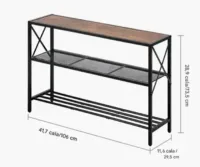 Konsola wąska 3-poziomowy 106 cm metalowa półka do salonu i przedpokoju
