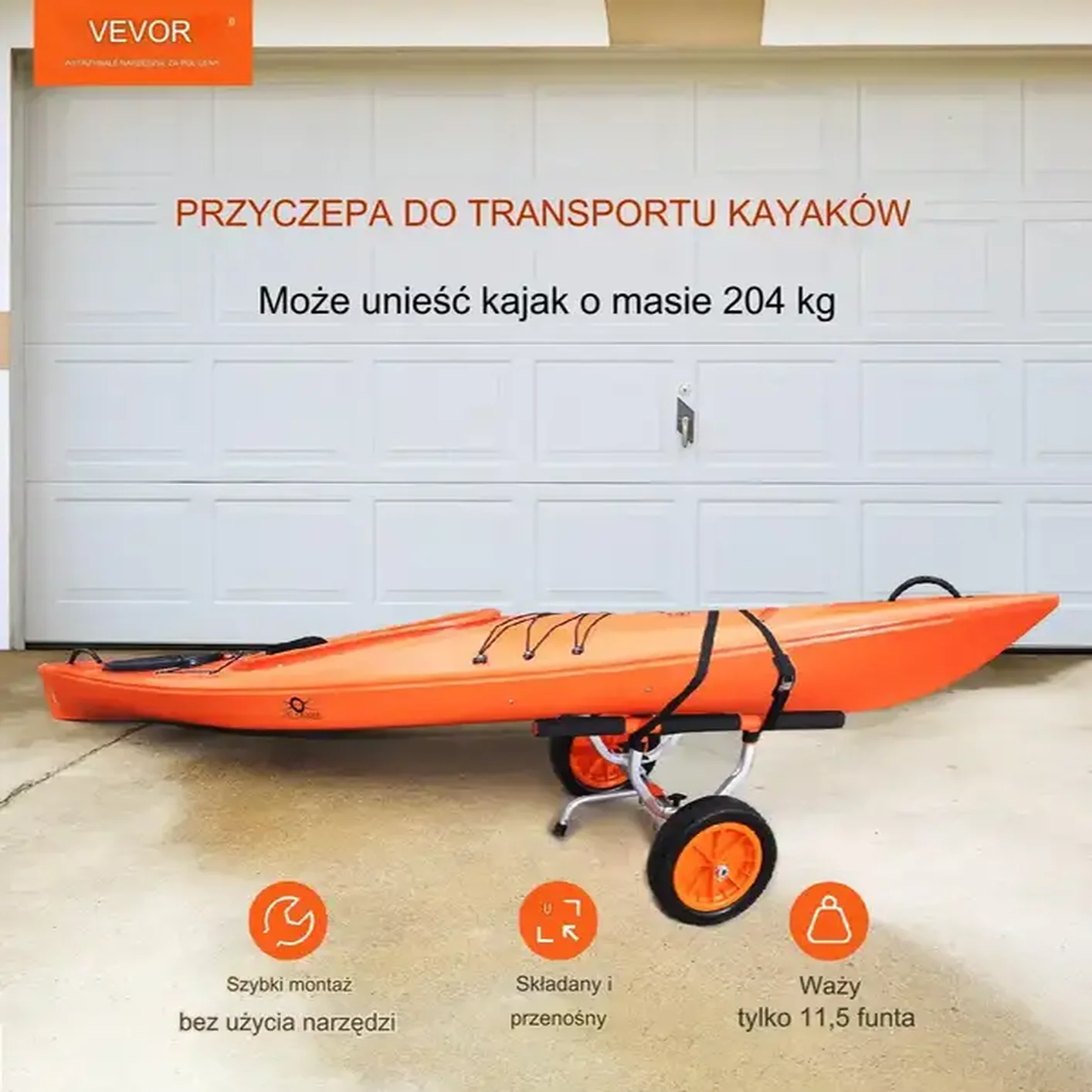 Wózek kajakowy do kajak, SUP, canoe, łódź, ponton - obrazek 6