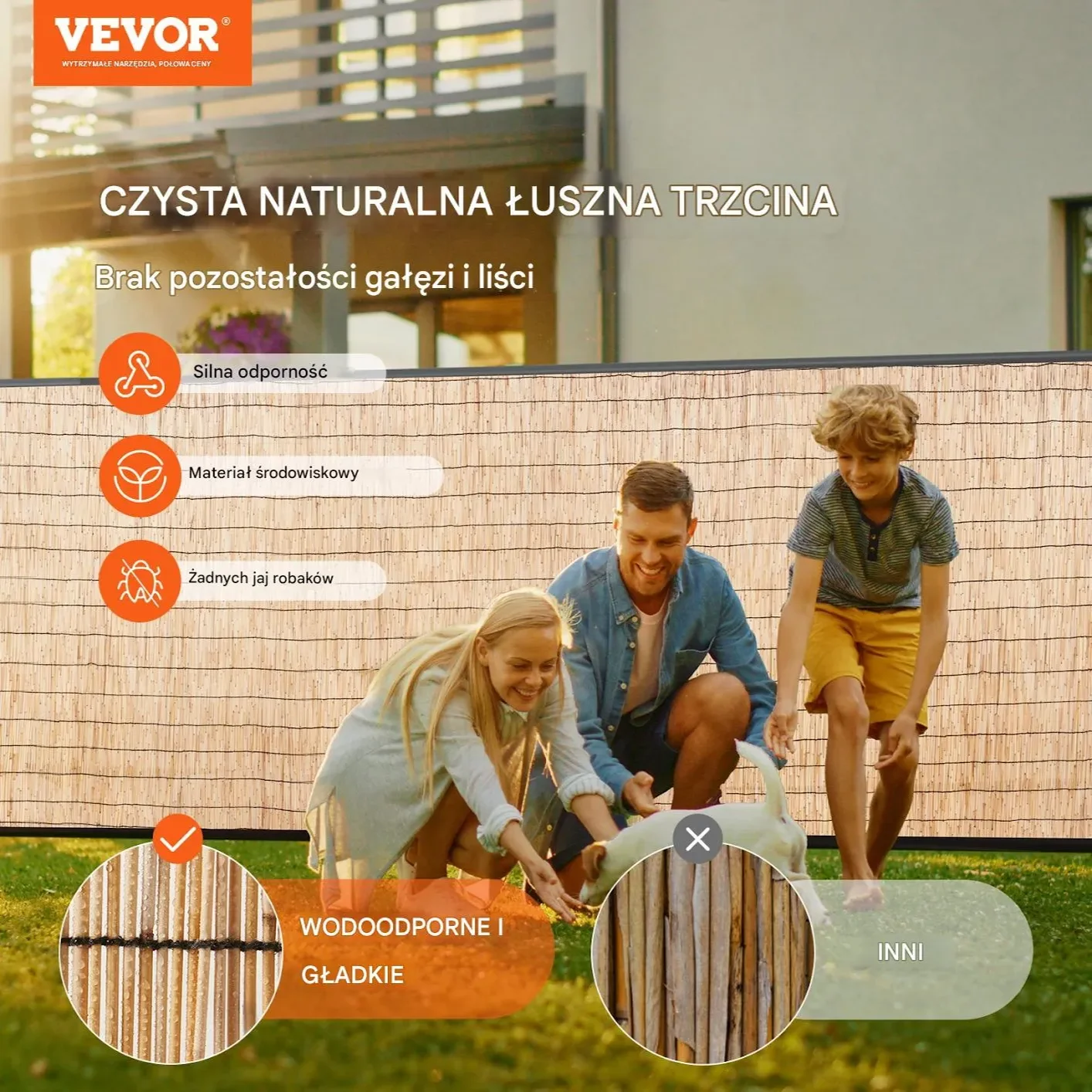 Mata trzcinowa naturalna, parawan 5x1,2 m, 2 szt., osłona prywatności - obrazek 3