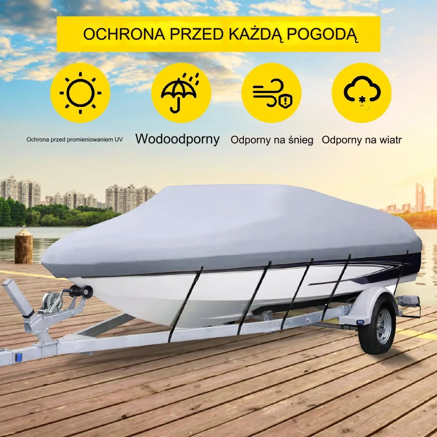 Pokrowiec plandeka osłona przykrycie na łódź 269x610-670 cm - obrazek 2