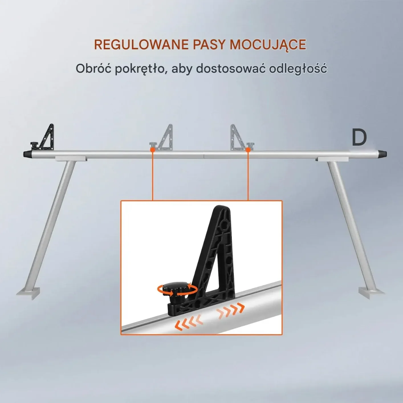 Uchwyt na dach do pickupa 363kg 180x80cm aluminiowy 8 klamr bez wiercenia - obrazek 3