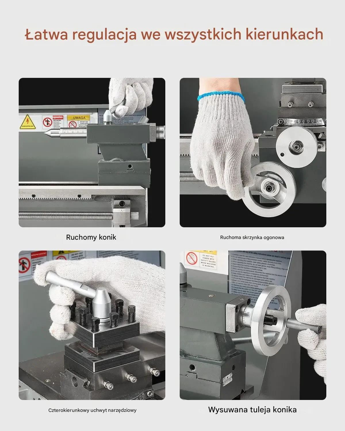 Tokarka do metalu 21x37 cm 550W regulacja obrotów 0-2500 RPM stołowa - obrazek 2