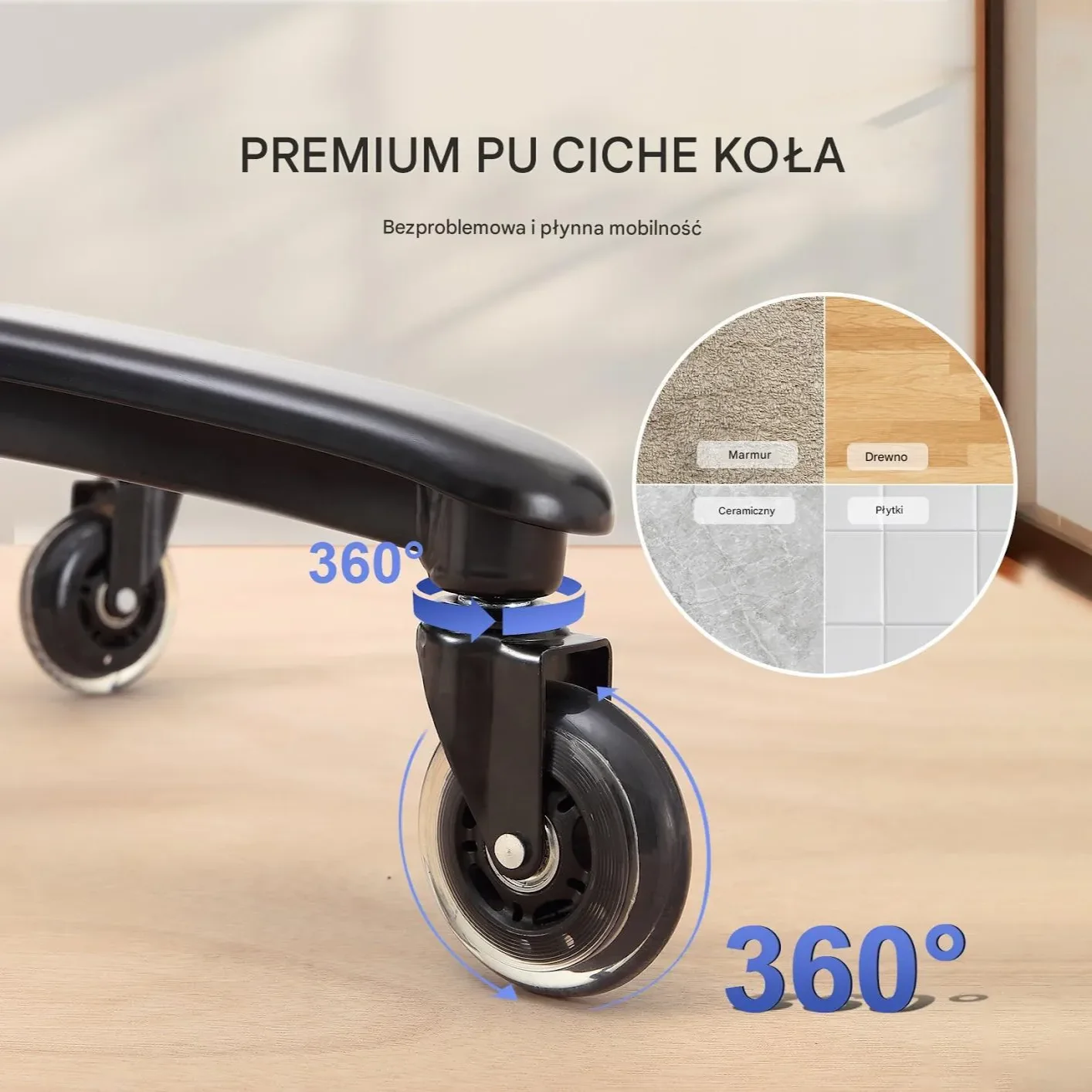 Fotel biurowy gabinetowy Ergonomiczny z podnóżkiem skórzany regulowany - obrazek 2