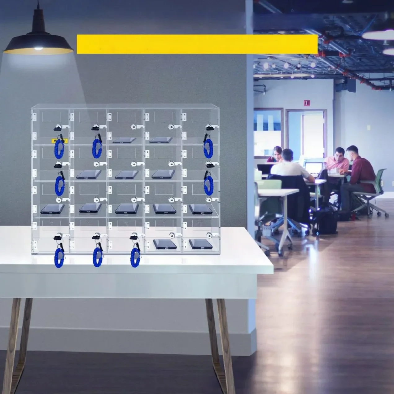 Szafka na telefony 20 przegródek akrylowa z zamkami na klucz ścienna - obrazek 5