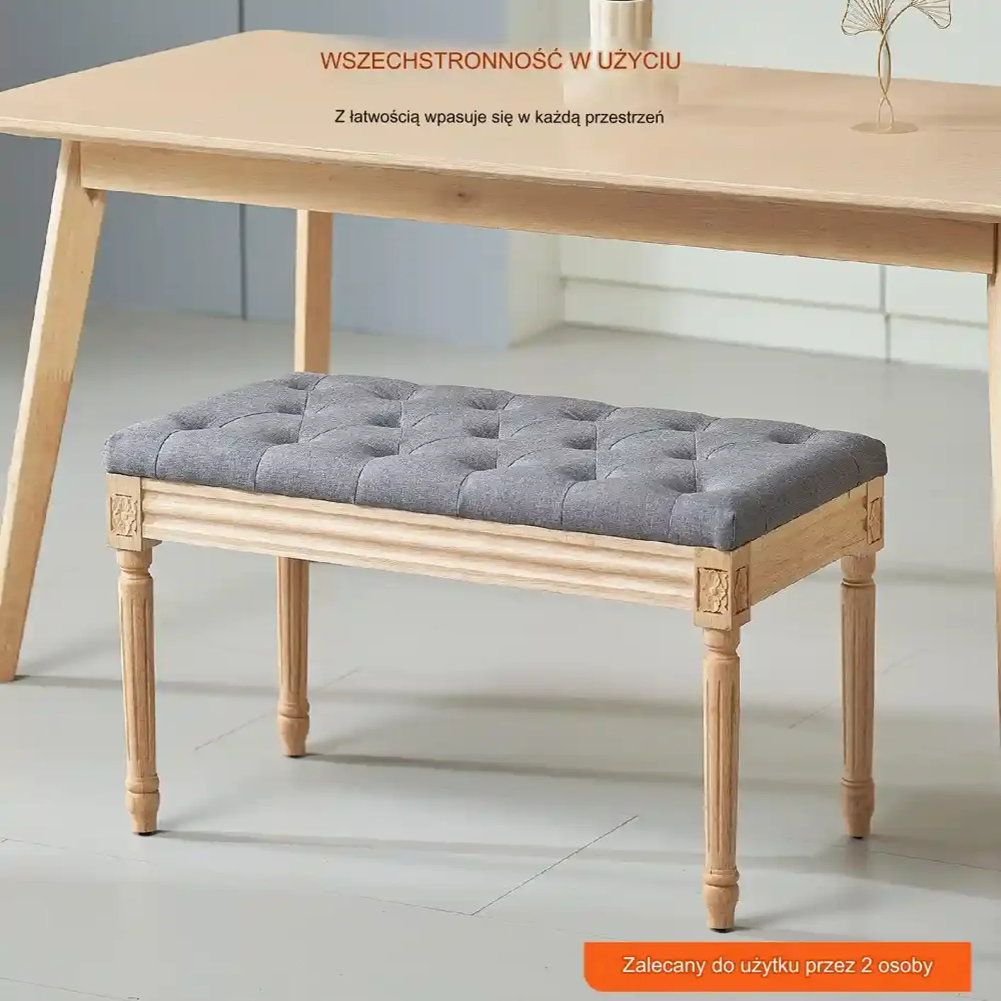 Siedzisko ławka szara przedpokój tapicerowana pufa do przedpokoju ławeczka - obrazek 6