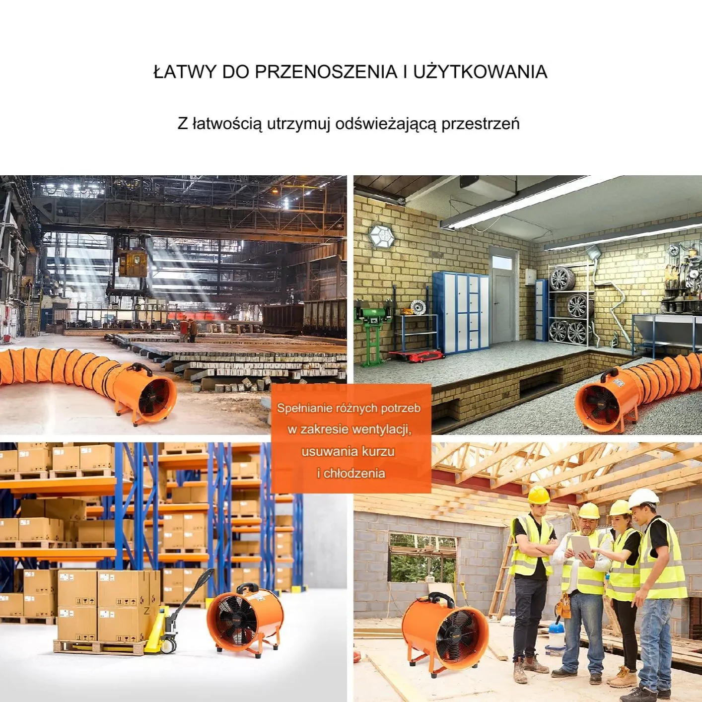 Przenośny Przemysłowy Wentylator Wyciągowy 203 mm Wąż 10 m - obrazek 6