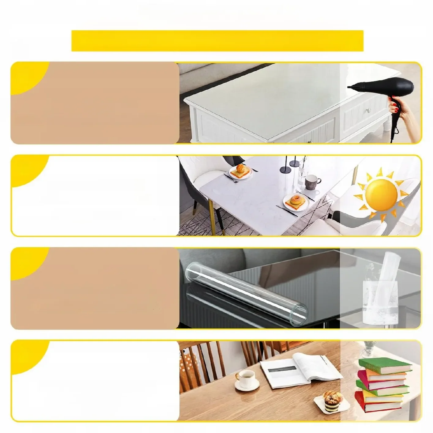 Mata ochronna na biurko/stół 102x183 cm, 1,5 mm, przezroczysta, wodoodporna - obrazek 5