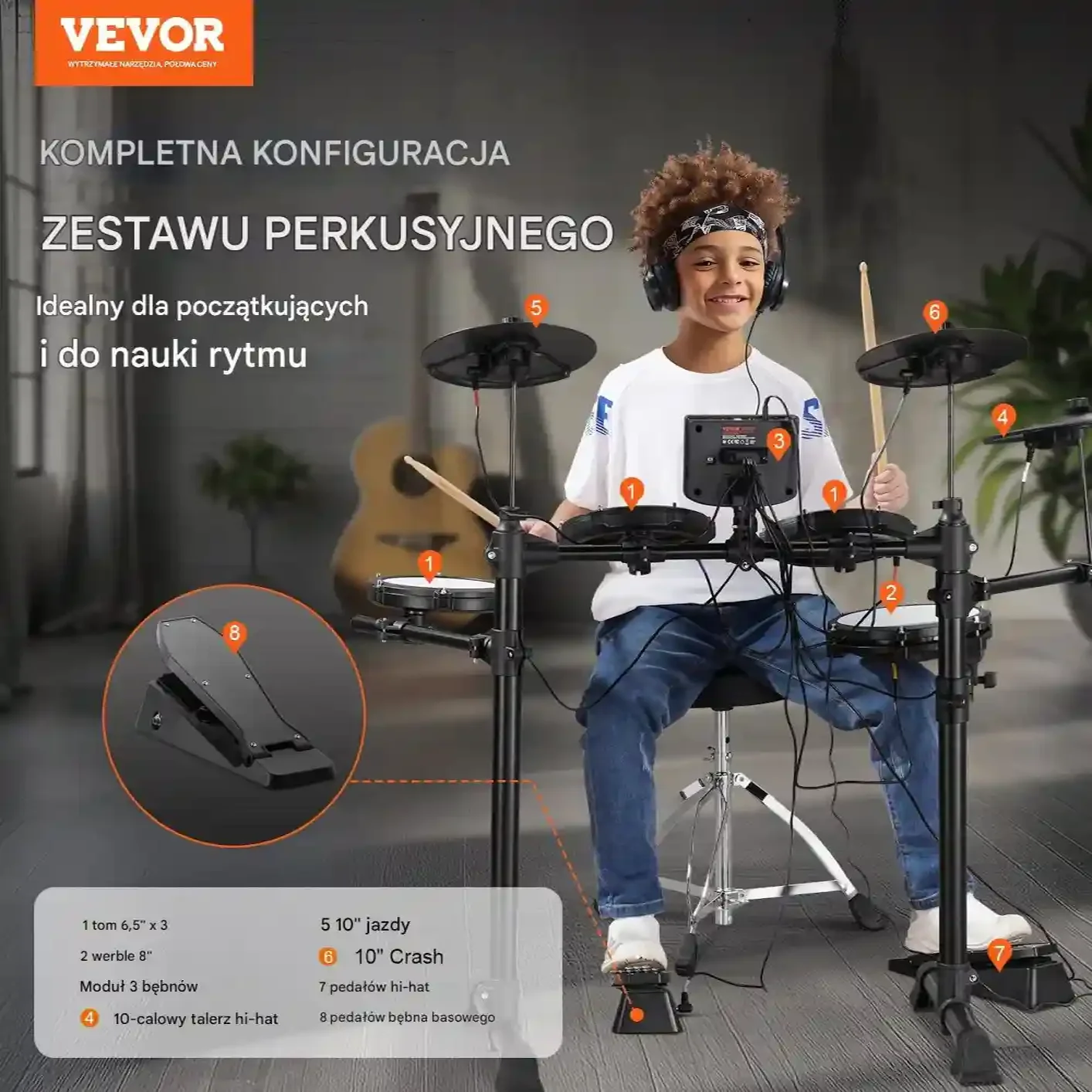 Perkusja elektroniczna 15 zestawów 150 dźwięków USB MIDI cicha dorośli - obrazek 2