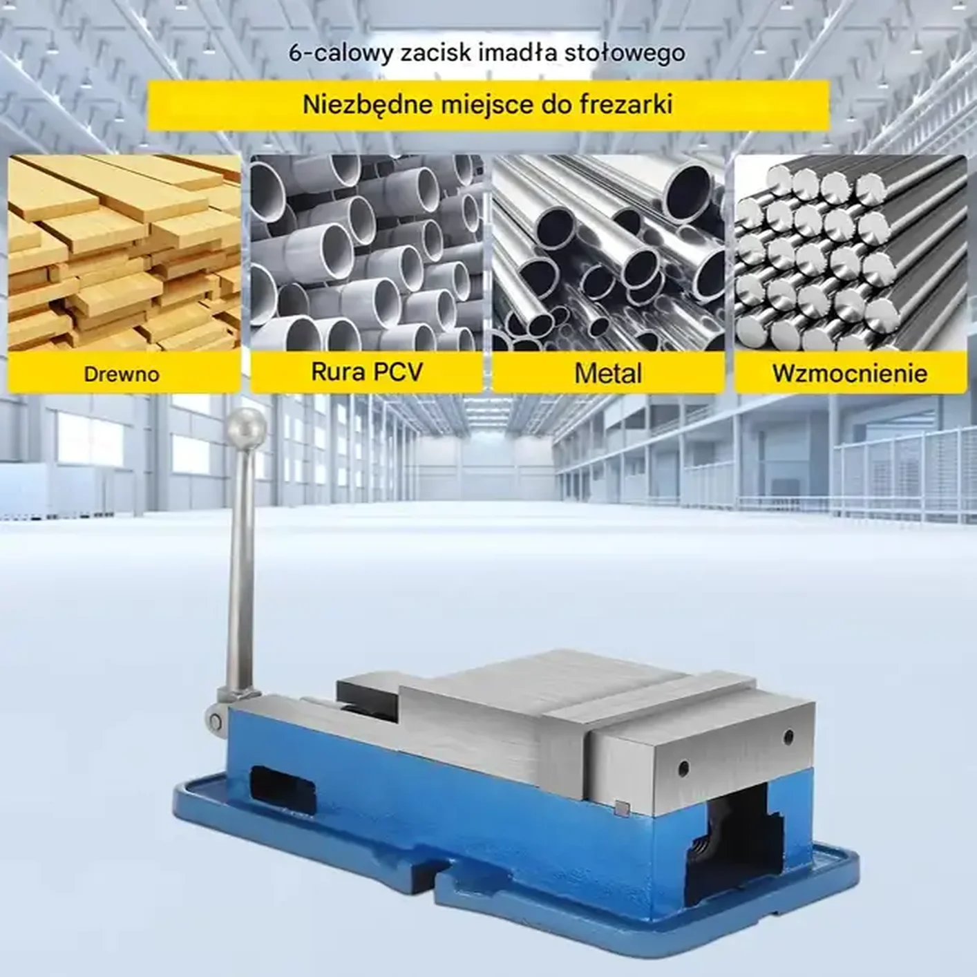 Imadło precyzyjne 152 mm, mocne stalowe, szczęki 44 mm, do frezarki CNC - obrazek 6