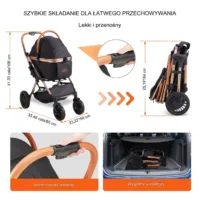 Wózek spacerowy dla psa kota z poduszką składany transporter do 30 kg