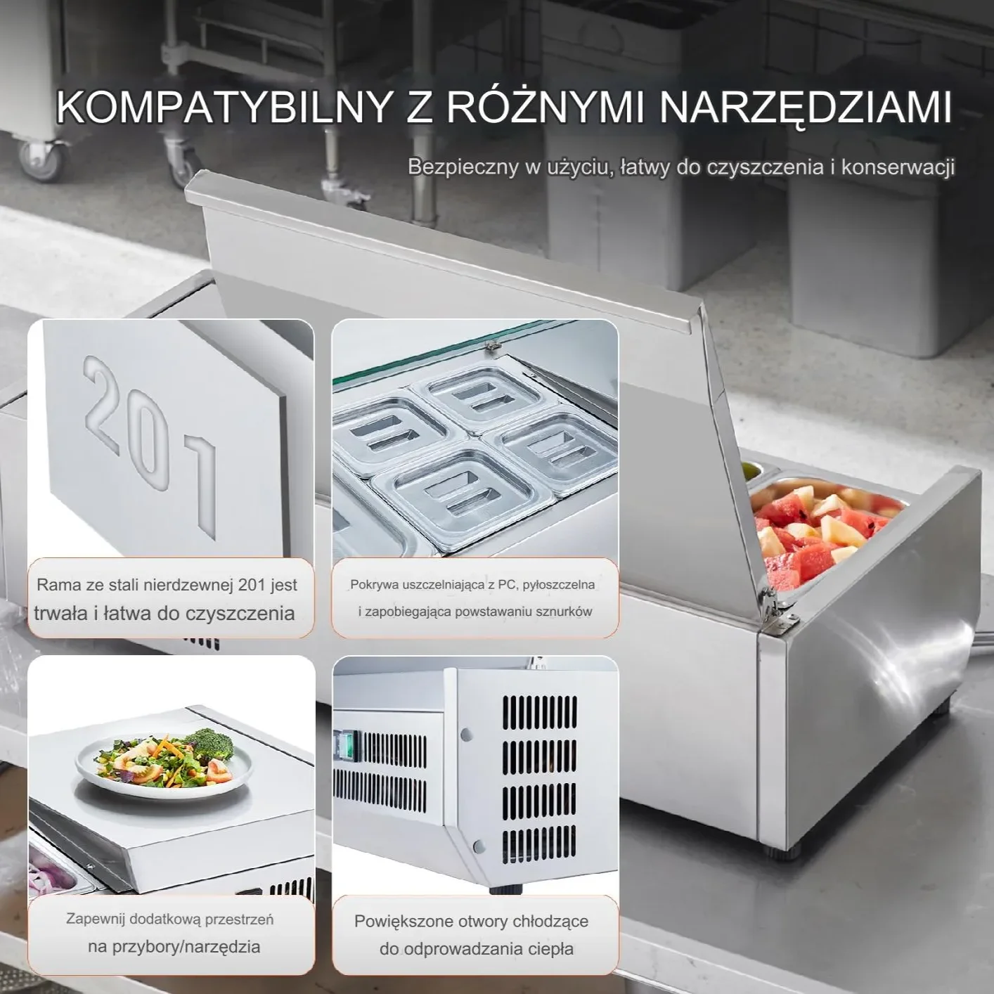 Blat Chłodniczy do Przygotowywania Sałatek 155 W - obrazek 4