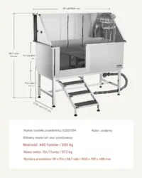 Wanna groomerska dla psa stalowa z prysznicem schodkami do kąpieli zwierząt
