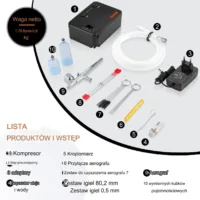 Zestaw aerografów z kompresorem do malowania ciast tatuażu modeli