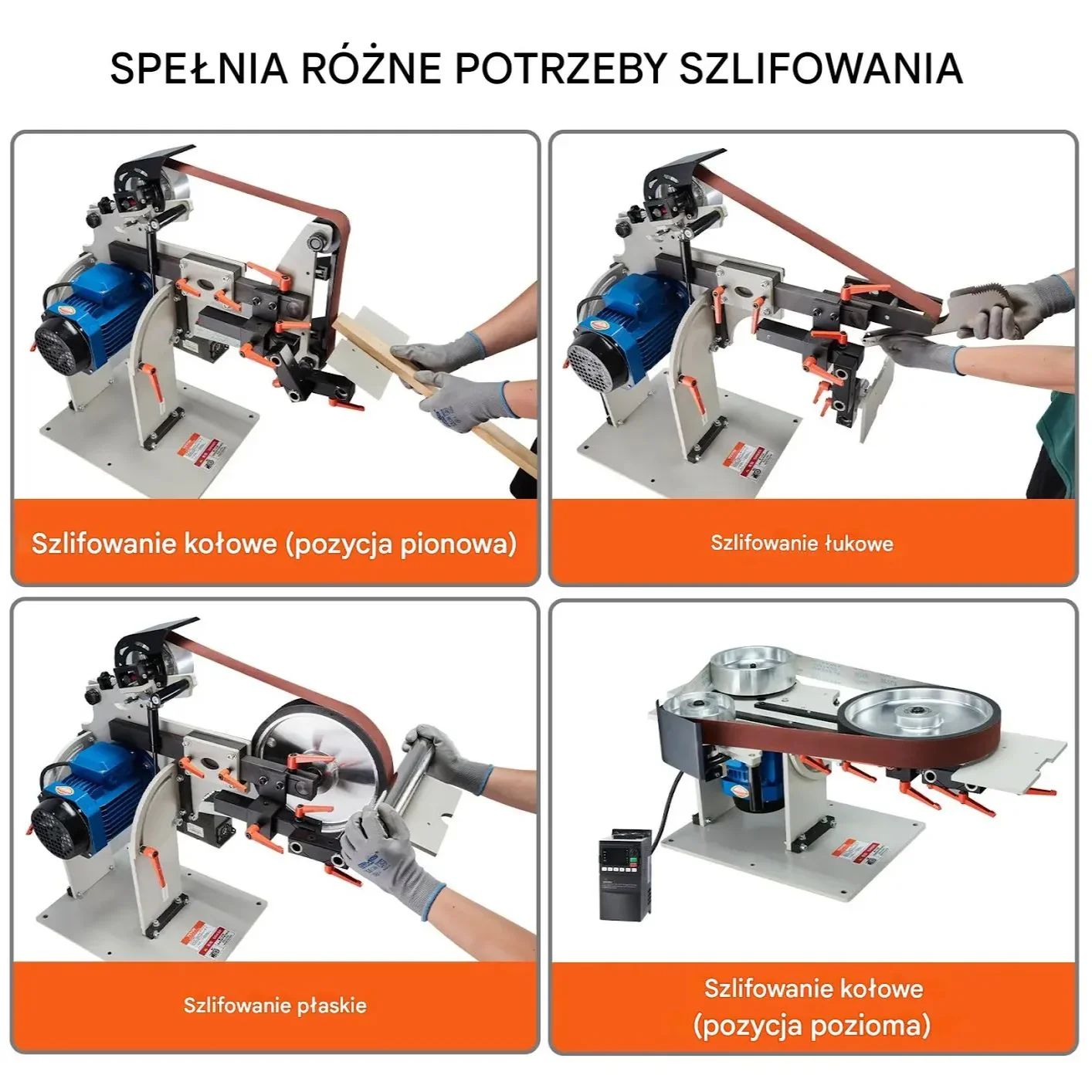 Szlifierka taśmowa 182x5 cm z falownikiem 3 formy do szlifowania metalu - obrazek 5