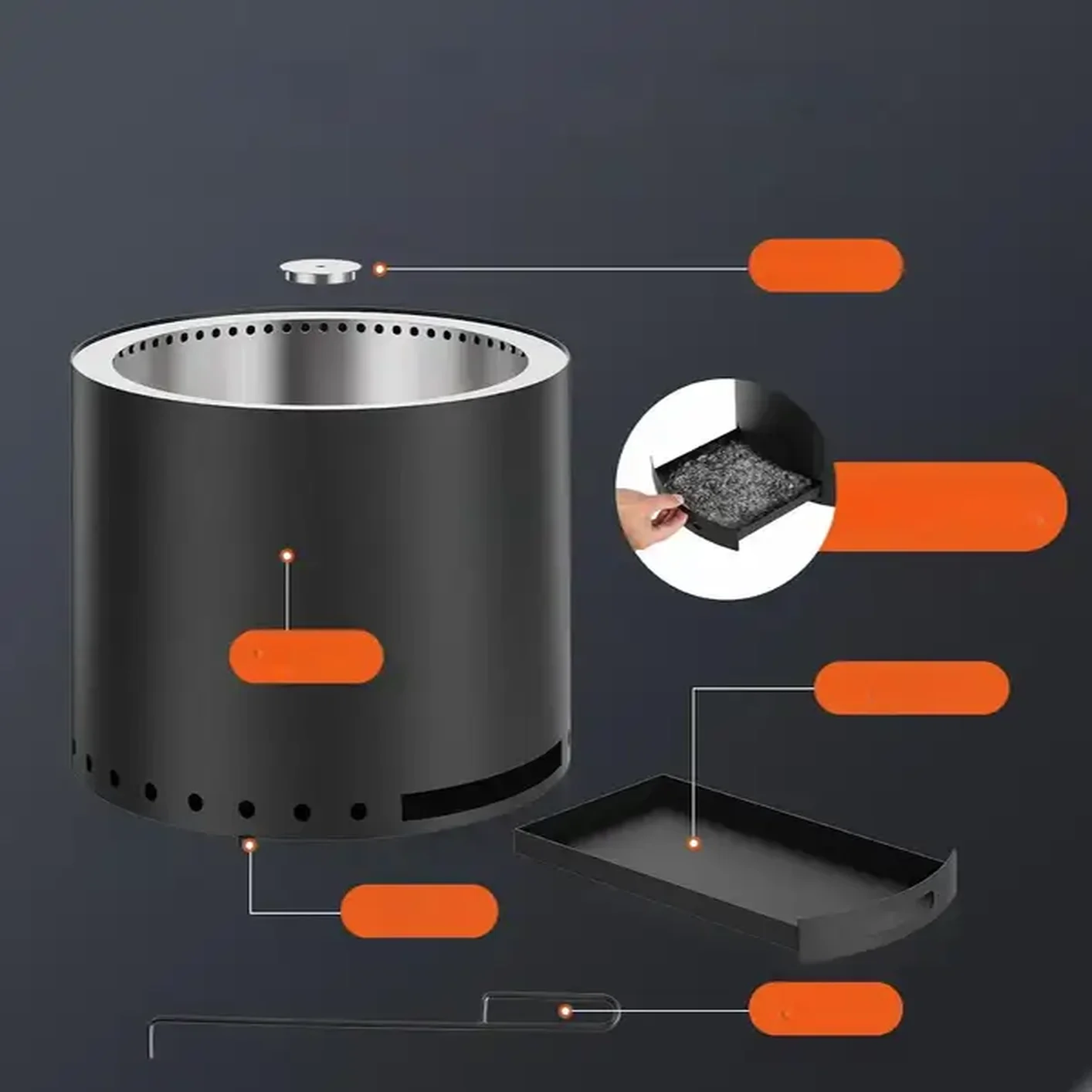 Biokominek kominek wolnostojący na taras stół ogrodowy stojący 71 cm - obrazek 6