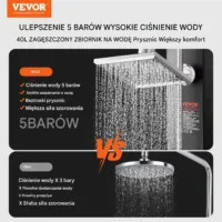 Prysznic zewnętrzny 40L ogrodowy 2 słuchawki natrysk kemping basen plaża