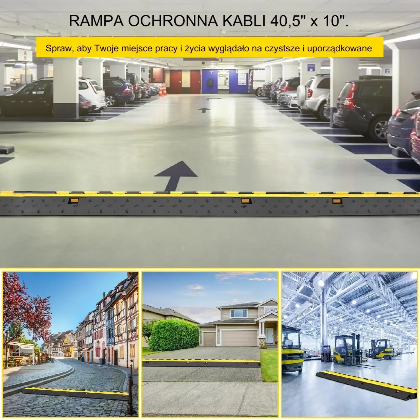 Najazd kablowy na kable osłona próg 2 kanały drogowy parkingowy żółty 4szt. - obrazek 4