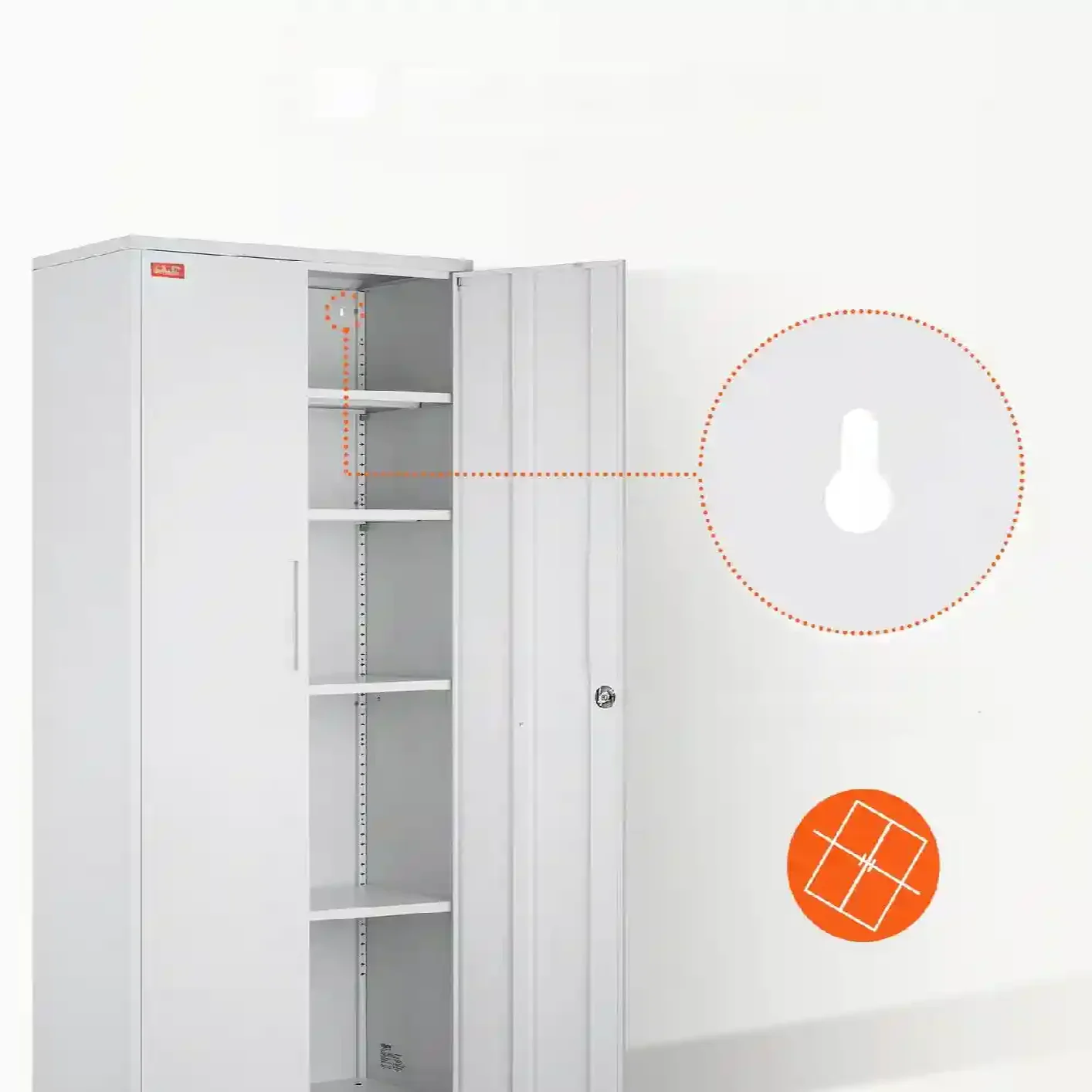 Szafa Biurowa Metalowa Na Dokumenty Akta 80x40x180 cm biała - obrazek 4