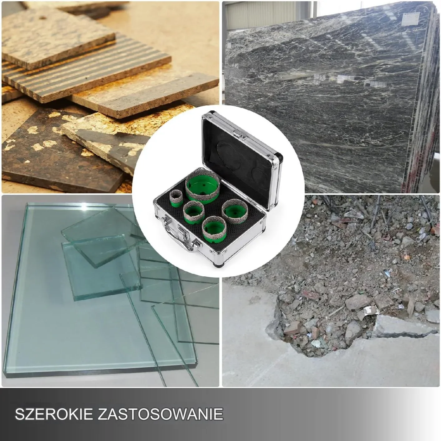 Korona diamentowa zestaw 5szt M14 22-65mm do płytek granitu szkła wiertło - obrazek 4