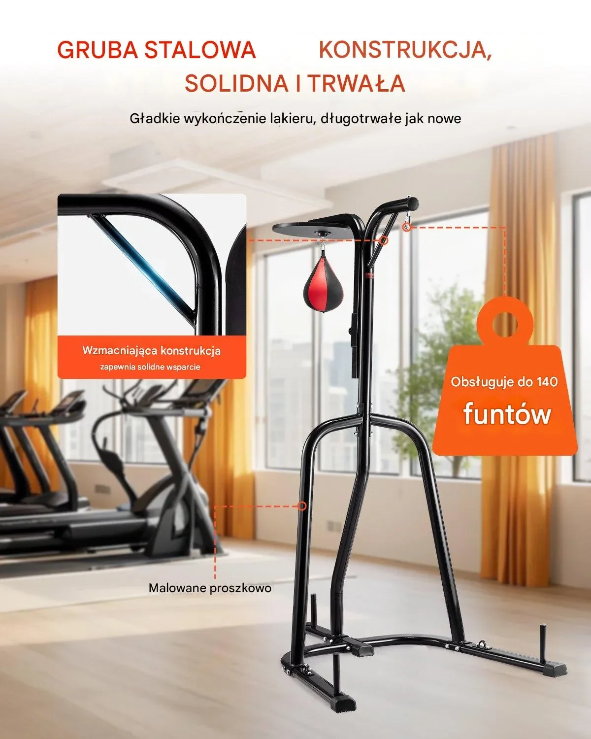 Stojak Bokserski 2w1 Uchwyt do Worków Treningowych Stalowy Profesjonalny - obrazek 3