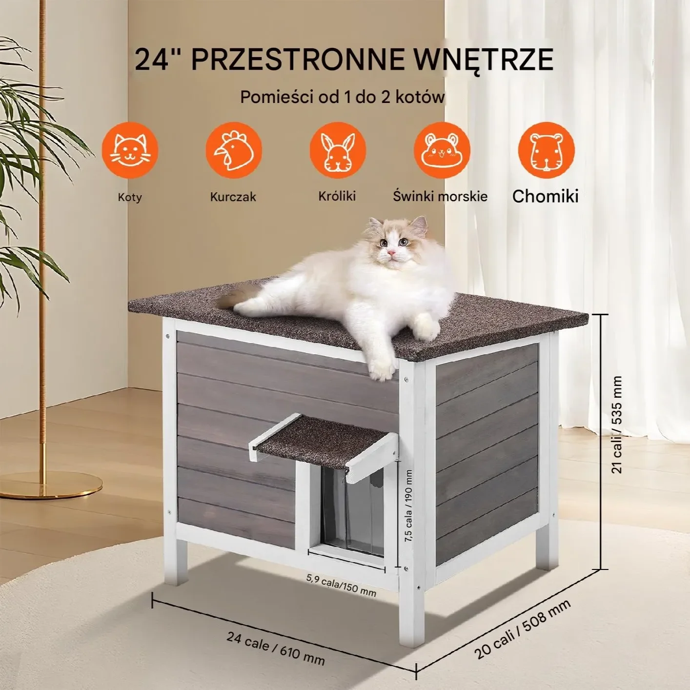 Zewnętrzny Dom dla Kota 61 cm - obrazek 5