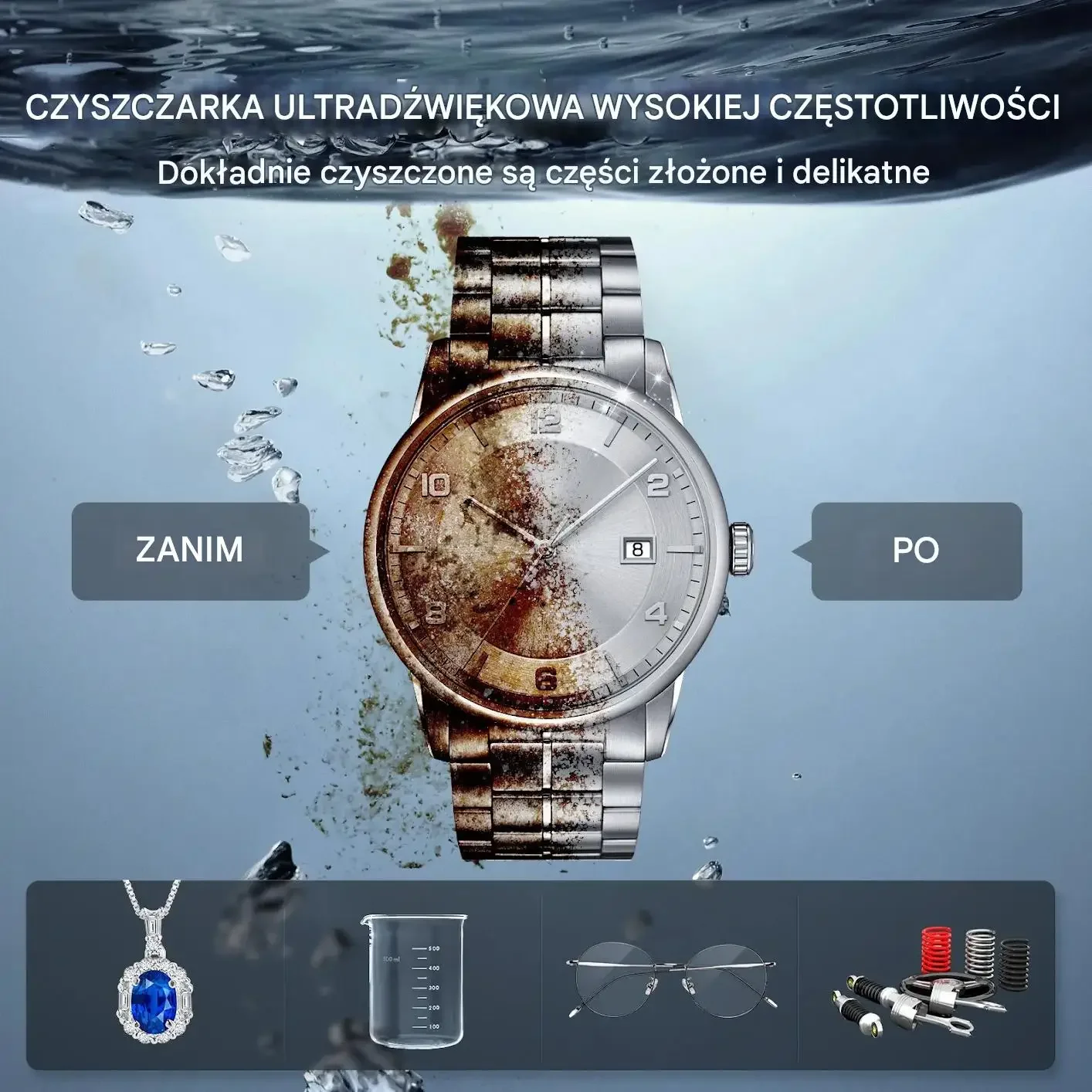 Myjka ultradźwiękowa 10L 300W 40kHz z grzałką i koszem do broni - obrazek 6