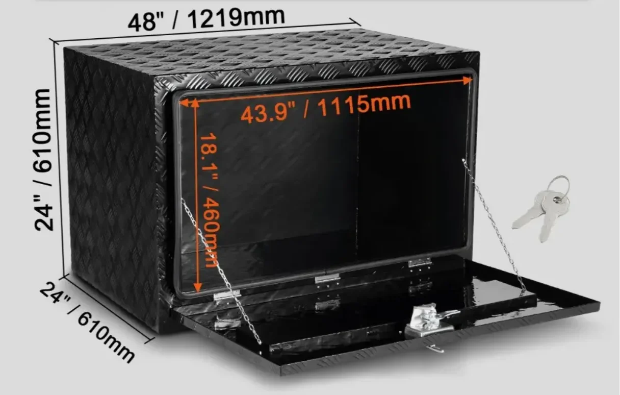 Skrzynia narzędziowa podwoziowa aluminiowa 61×121×61cm wodoodporna zamek - obrazek 2