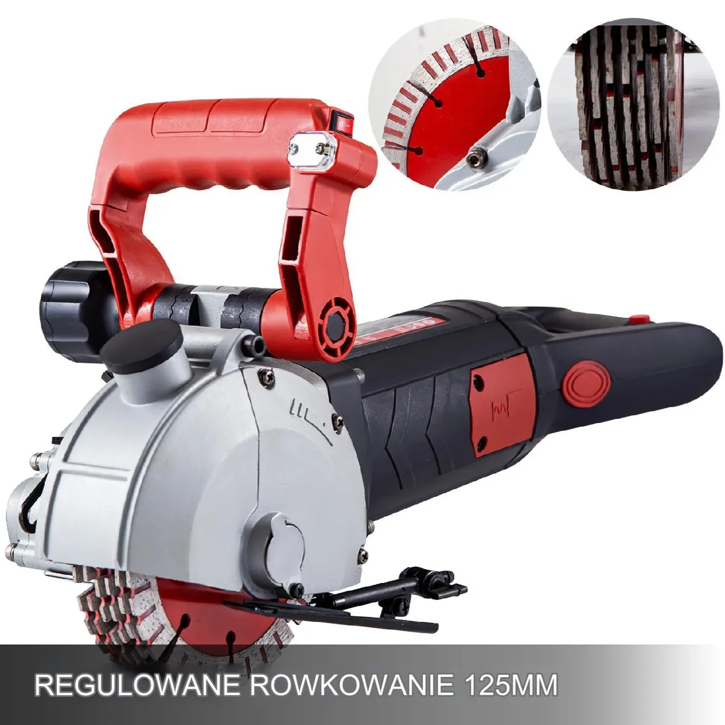 Bruzdownica do ścian betonu przecinarka 2500W laser 5 tarcz głębokość 34mm - obrazek 2