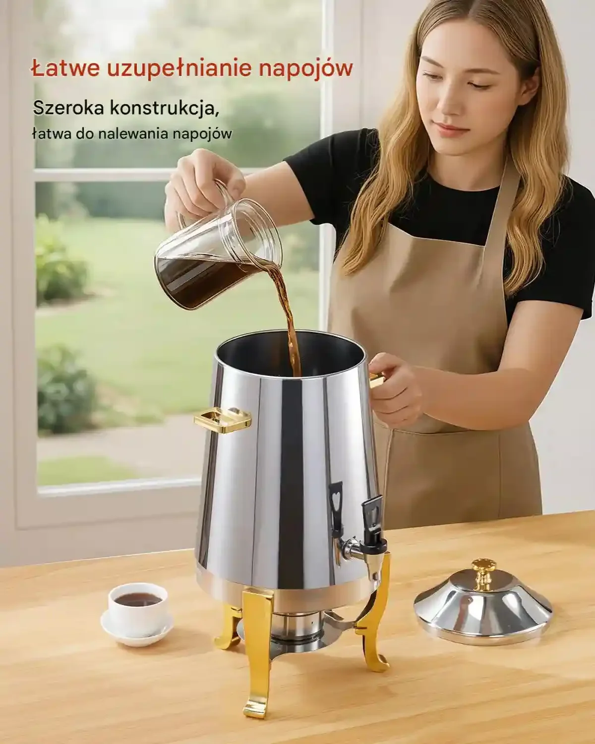 Dozownik napojów 13L stalowy z podgrzewaczem i kranikiem do bufetu - obrazek 6