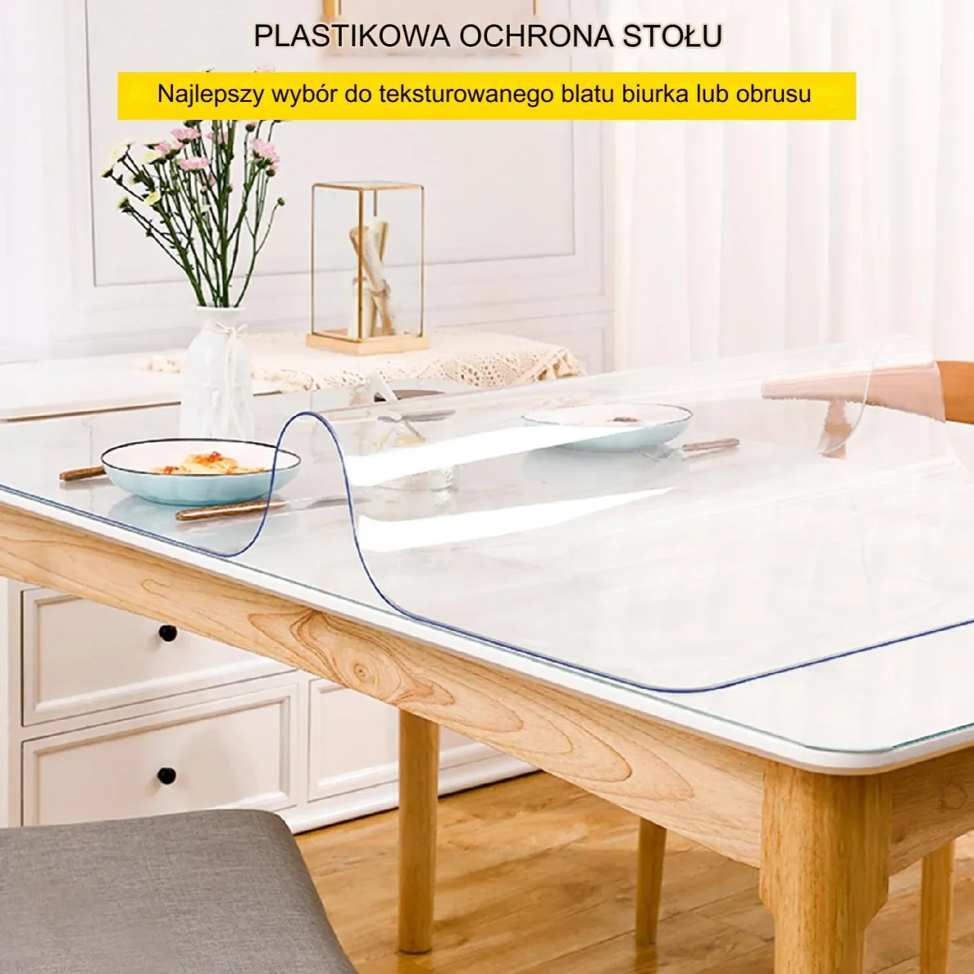 Mata ochronna na biurko/stół 102x183 cm, 1,5 mm, przezroczysta, wodoodporna - obrazek 12