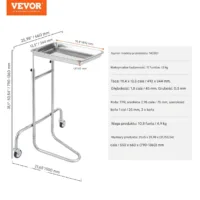 Wózek laboratoryjny stalowy nierdzewny – taca ciche koła