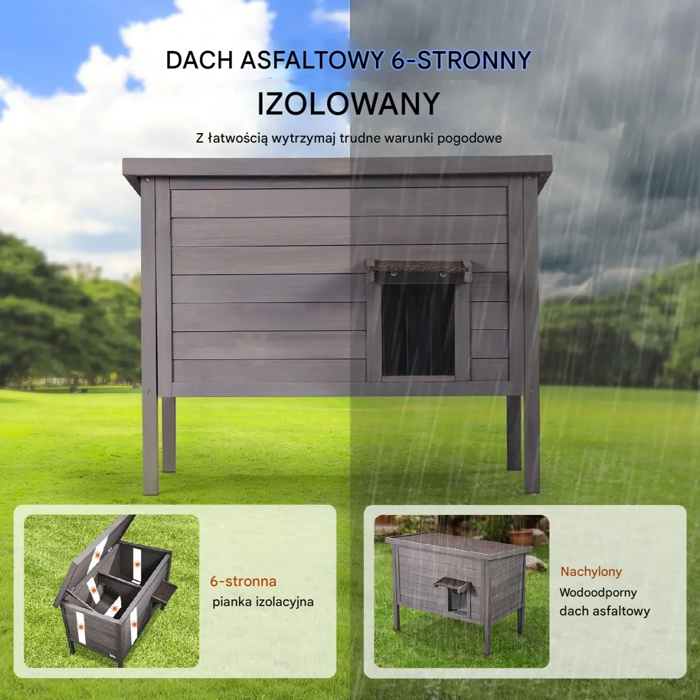 Zewnętrzny Dom dla Kota 89 cm - obrazek 5