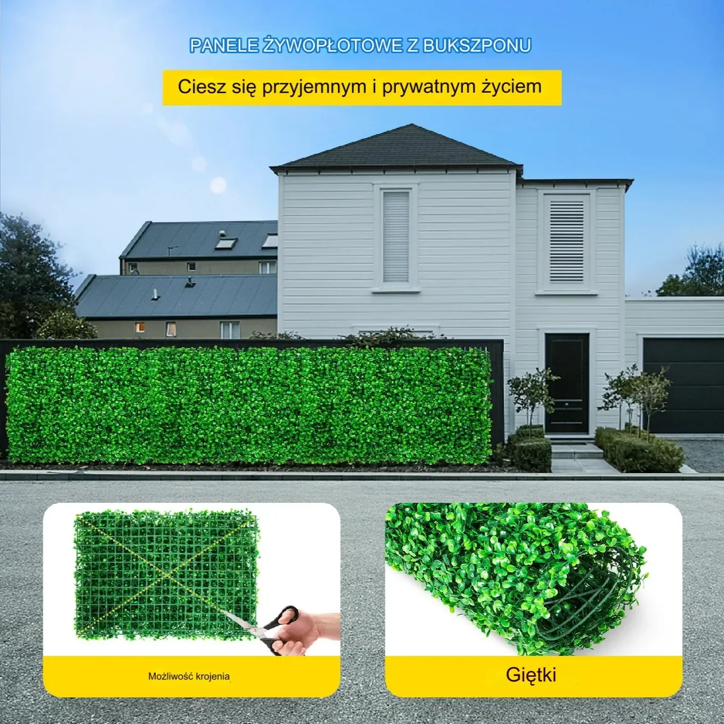 Sztuczna Trawa Panel Bukszpan 8szt 60x40cm – Dekoracja Ogród Prywatność - obrazek 6