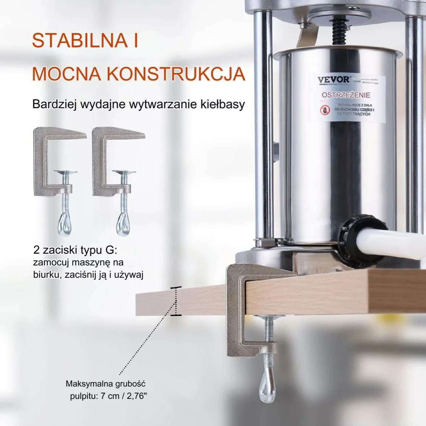 Nadziewarka do kiełbas 2L pionowa ręczna – stal nierdzewna 304 - obrazek 2