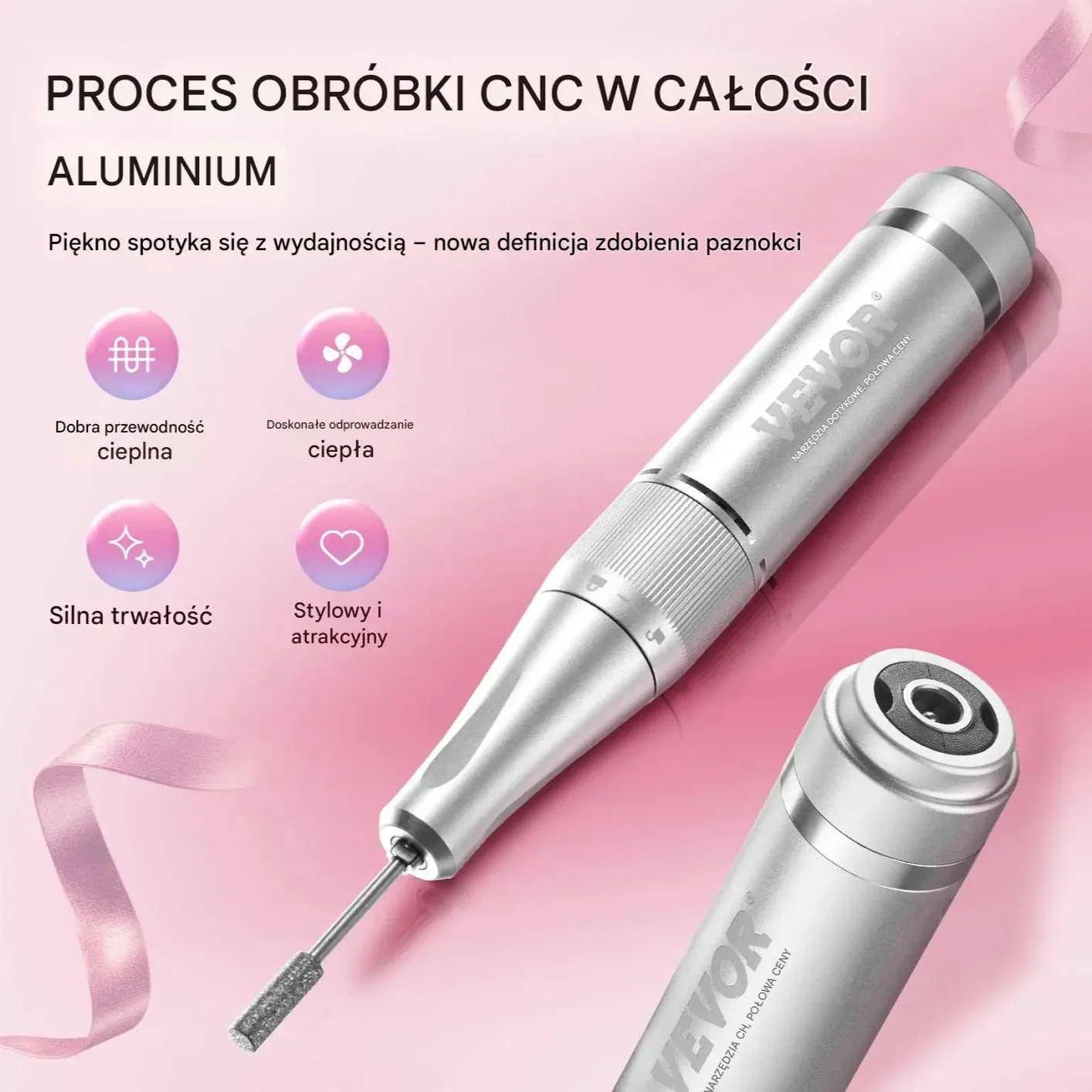 Frezarka do paznokci 40000RPM bezprzewodowa LCD – manicure/pedicure - obrazek 4