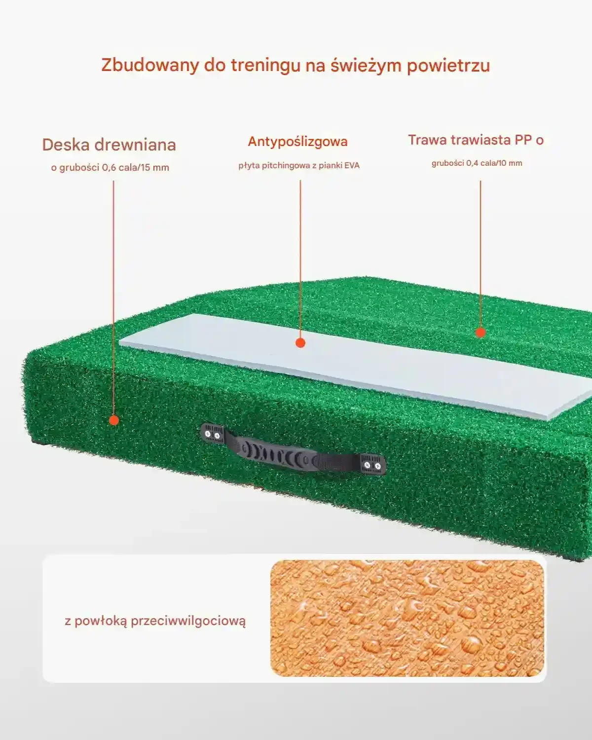 Stanowisko do baseballu 79 cm przenośna mata antyfade trening dla miotaczy - obrazek 7