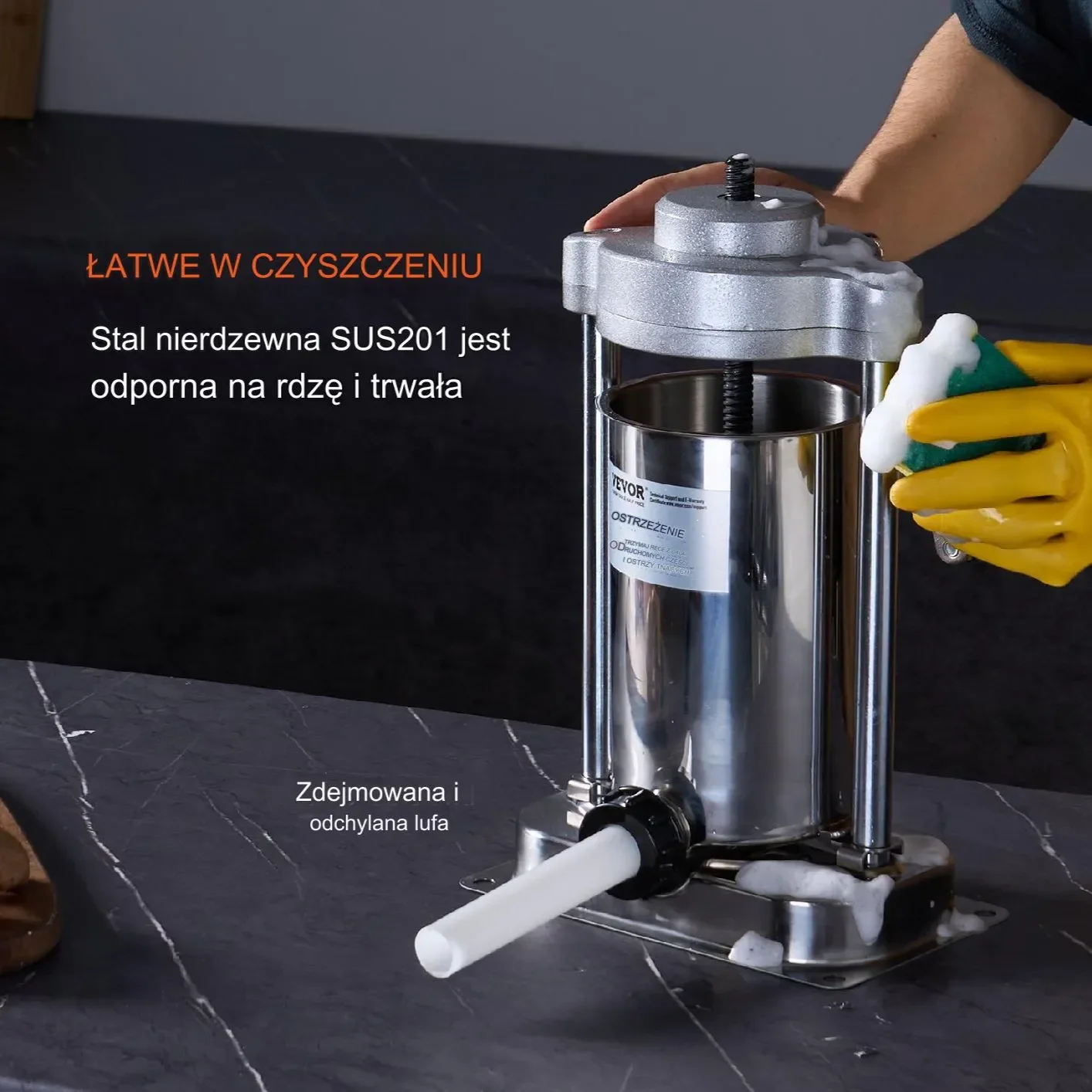 Nadziewarka do kiełbas 2L pionowa ręczna – stal nierdzewna 304 - obrazek 5