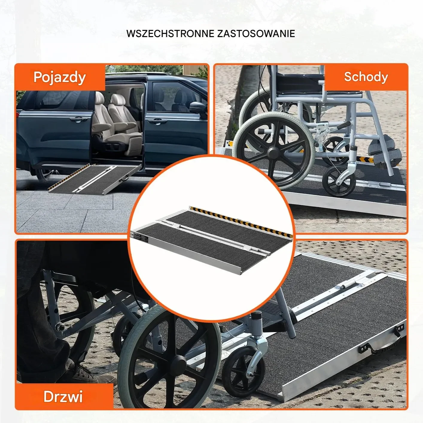 Rampa podjazdowa aluminiowa składana 61 cm 363 kg do wózka i schodów - obrazek 2