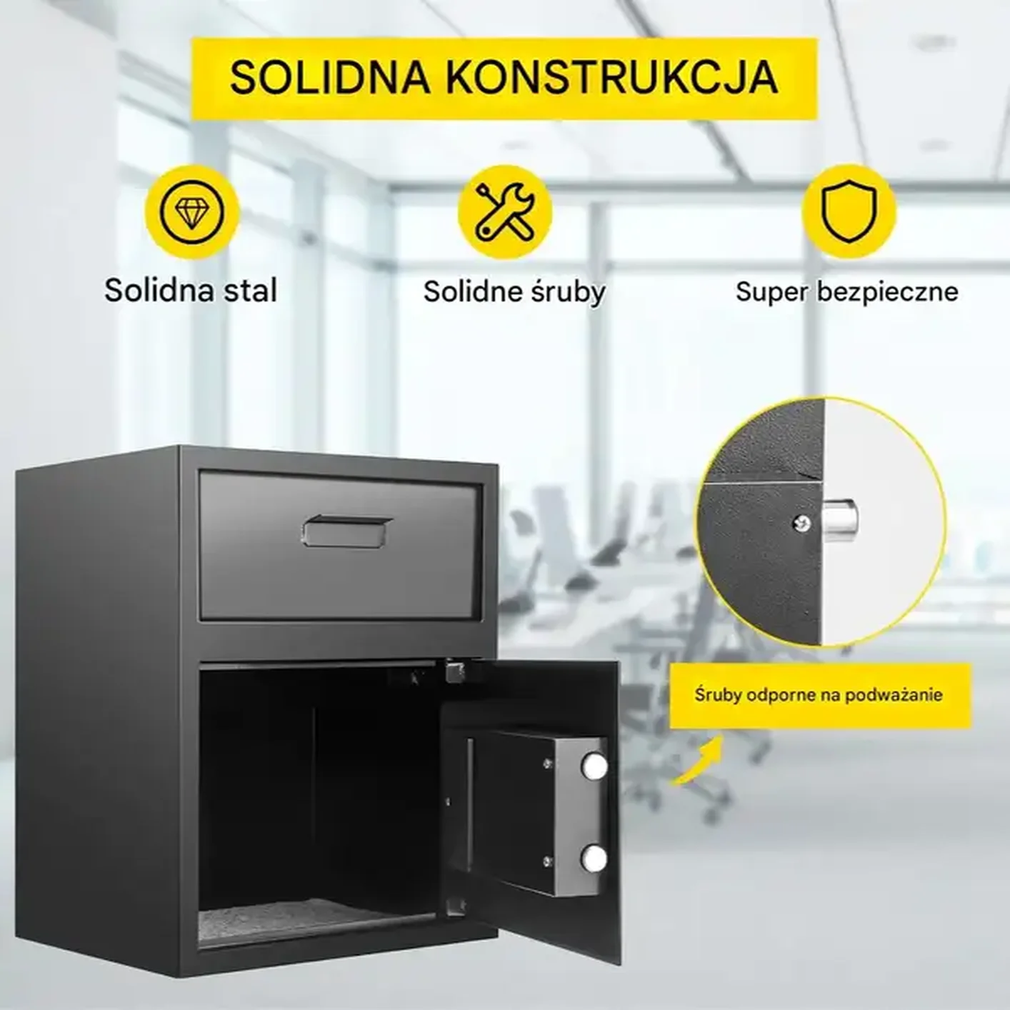 Sejf depozytowy elektroniczny 48L z kodem i wrzutem do domu, hotelu, biura - obrazek 4