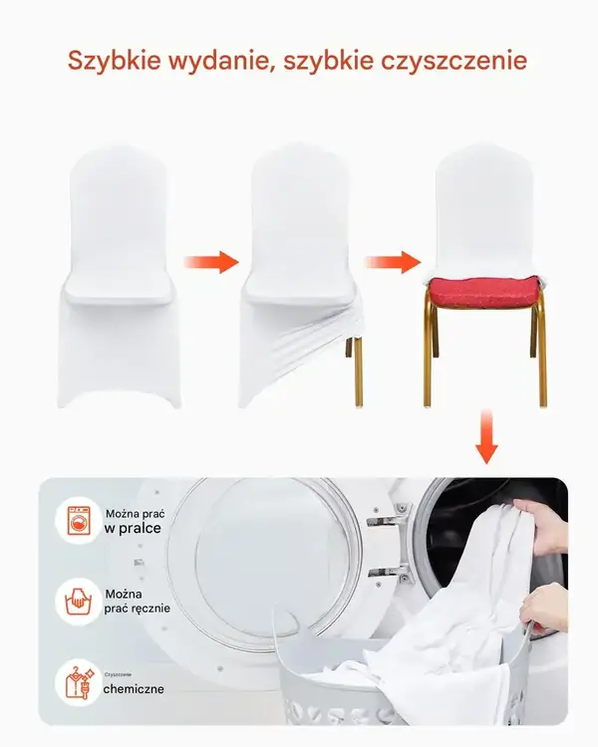 Pokrowce na krzesła 100 szt. spandex elastyczne - do ślubów i bankietów - obrazek 4