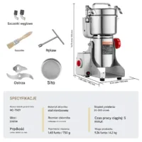 Młynek zbożowy elektryczny 2000W stal nierdzewna szybki przyprawy