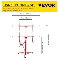 Podnośnik do Płyt Gipsowych 335 cm 68 kg