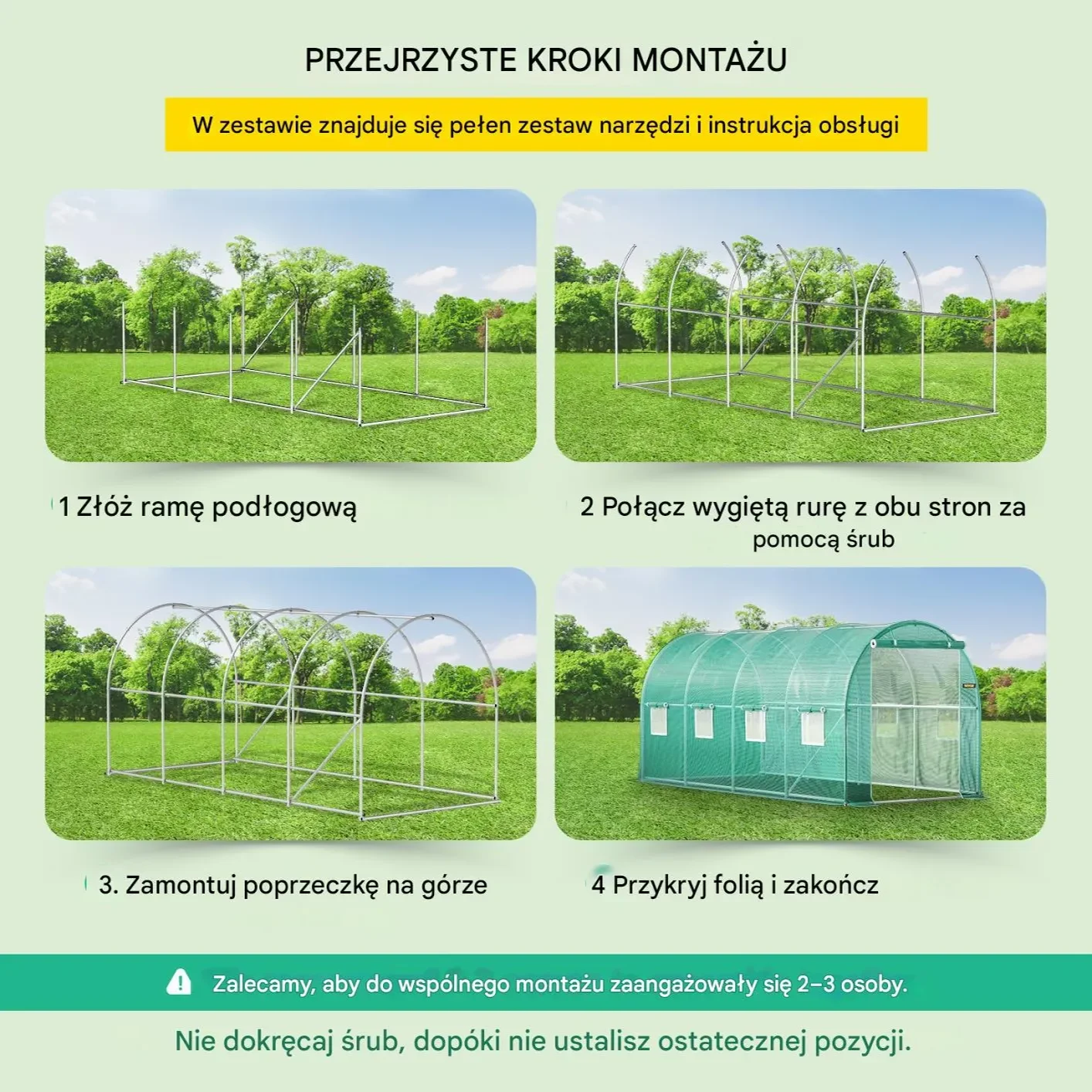 Tunel foliowy ogrodowy szklarnia 4.5x2x2 m - obrazek 5