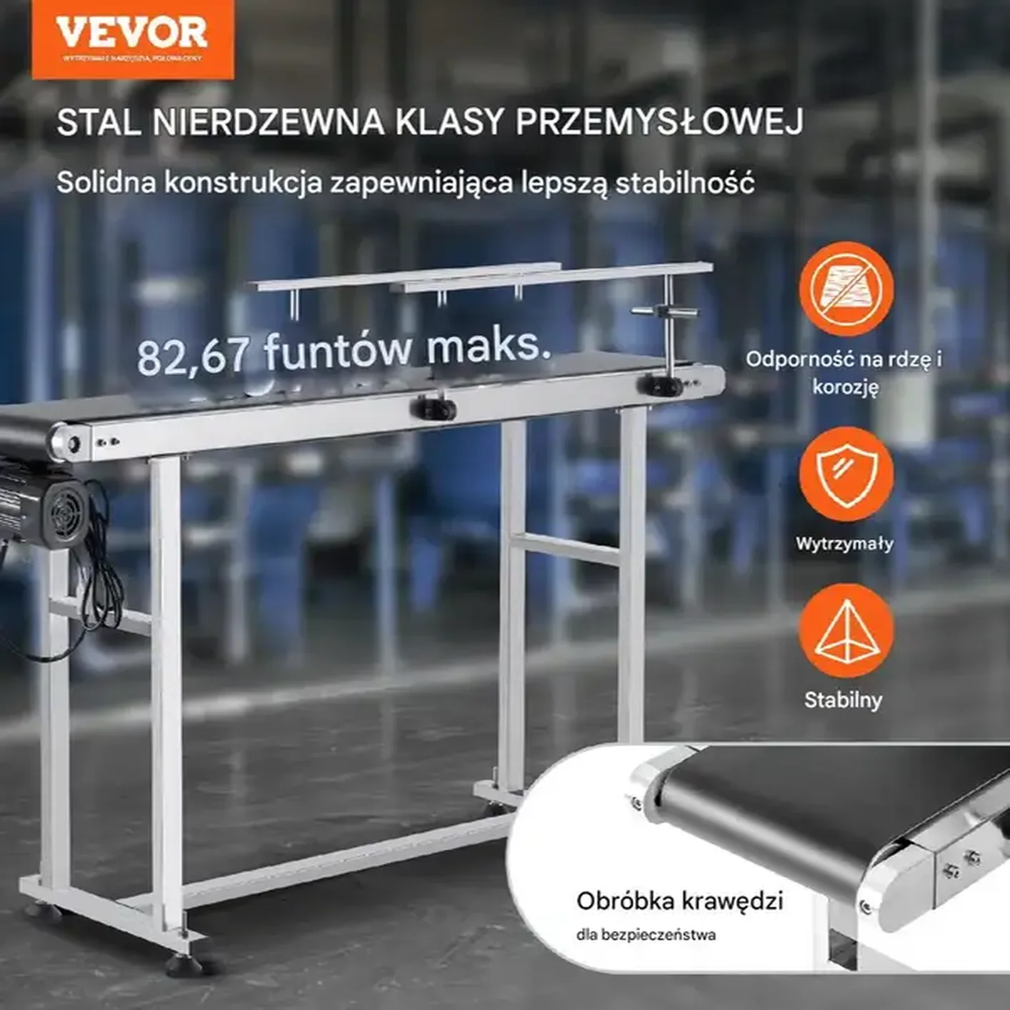 Przenośnik podajnik taśmowy 150 x 36 cm 28 m/min - obrazek 3